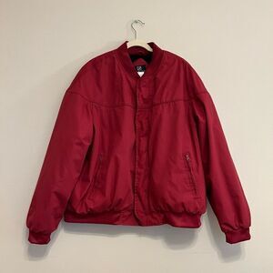 Mens Haband Dark Red Banded Hems Jacket Black Quilted Interior XXL